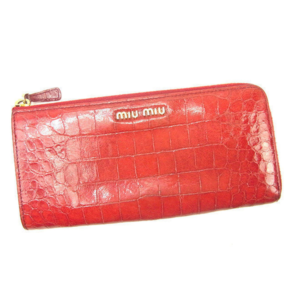Miu Miu Long Wallet L-Shaped Crocodile Red T499 - image 1